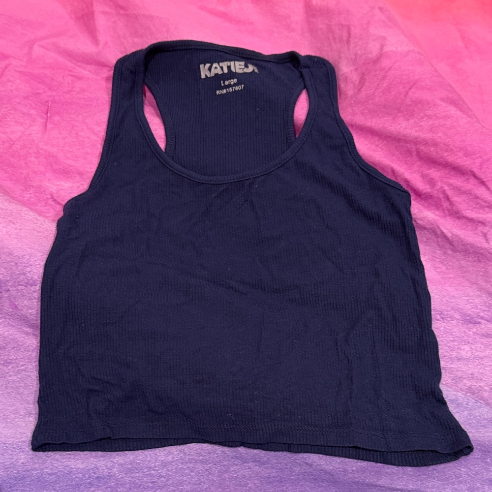 Katie J NYC Navy Tank Tops blue and pink